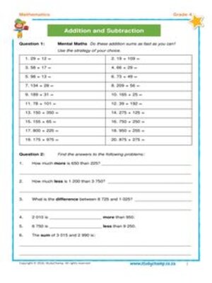 cover image of Grade 4 Maths Workbook: Addition & Subtraction